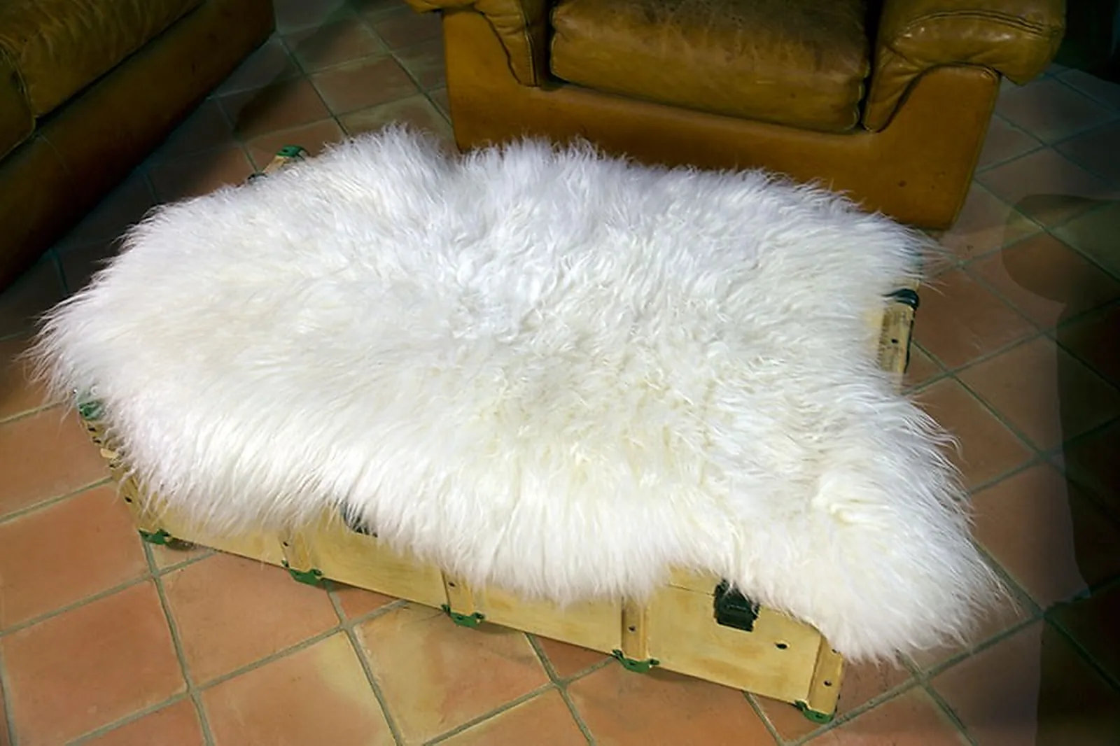 Peau de mouton, Blanc naturel 110-120cm de long