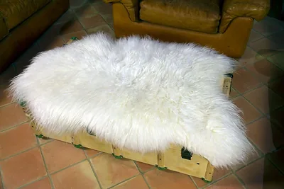Peau de mouton, Blanc naturel 120-130cm de long