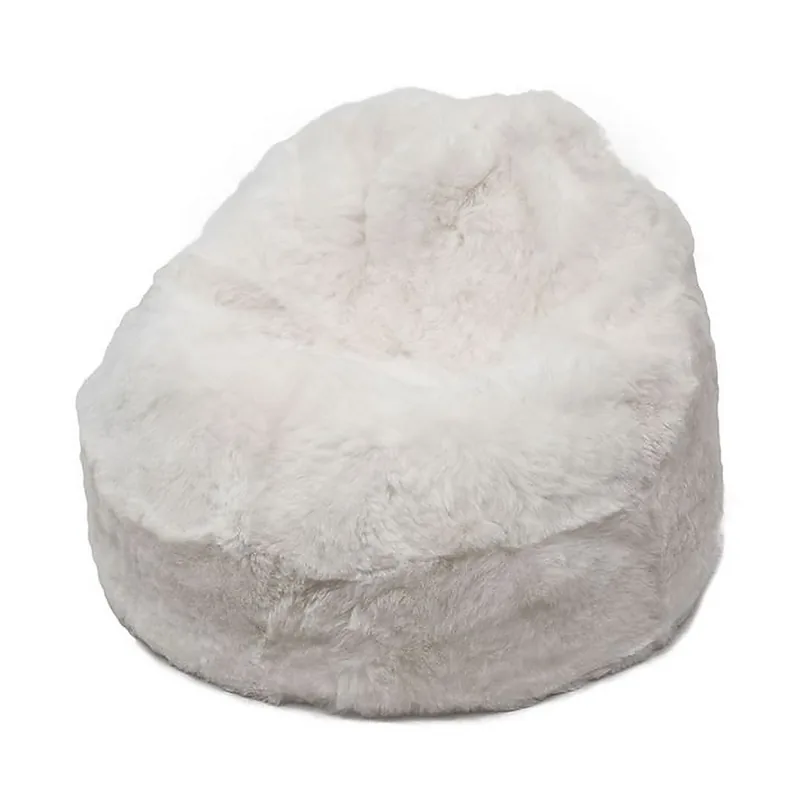 Pouf Coussin Peau de Mouton Islande Poils Courts - Blanc naturel