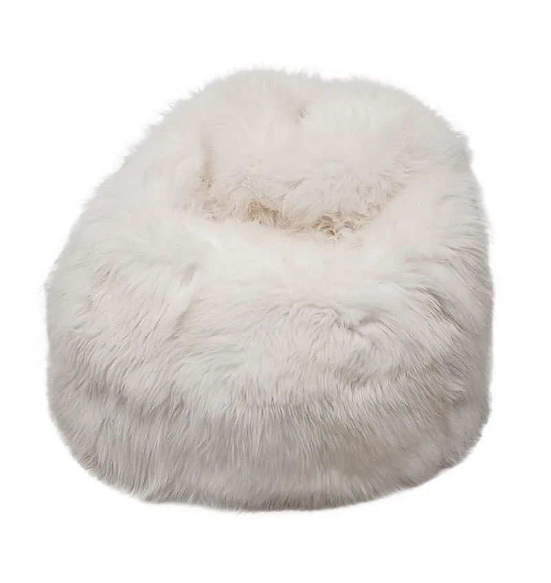 Pouf Coussin Peau de Mouton UK Blanc