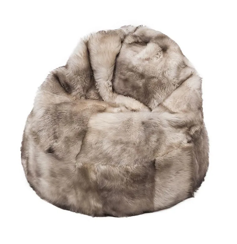 Pouf Coussin Peau de Mouton UK Rare Clair
