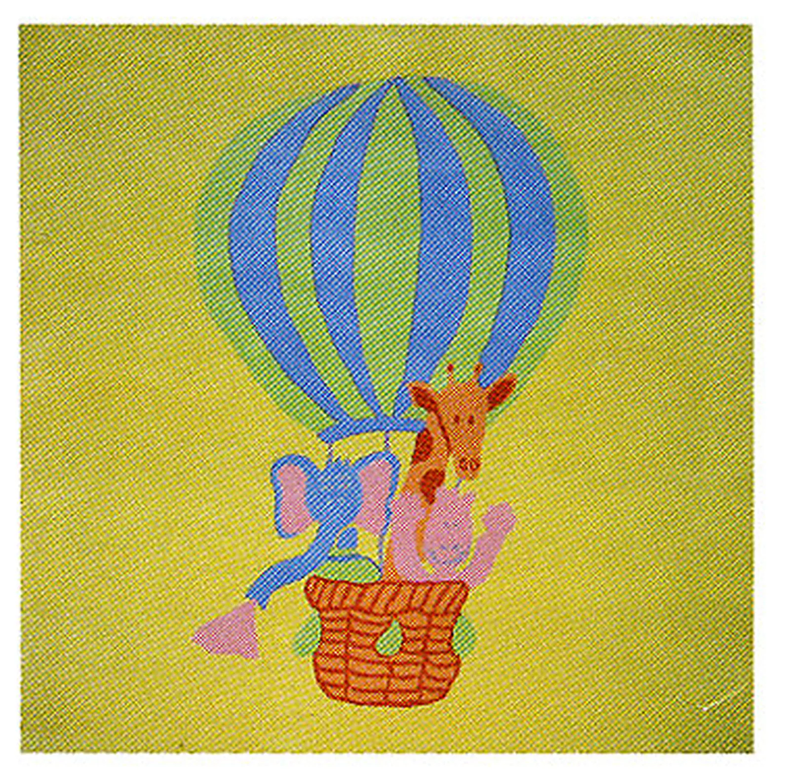 Tapis laine tufté main enfant Mongolfière 120cmx120cm