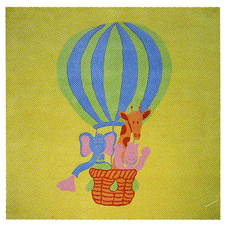Tapis laine tufté main enfant Mongolfière 120cmx120cm