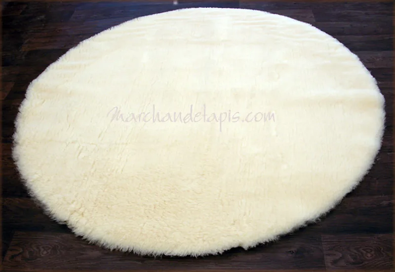 Tapis laine rond, Naturel, 140cm .