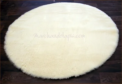 Tapis laine rond, Naturel, 140cm .