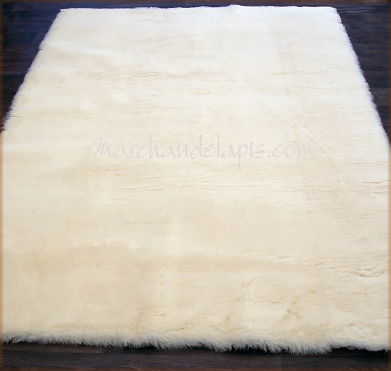 Lot de 2 tapis pure laine vierge 70cmx140cm. Naturel