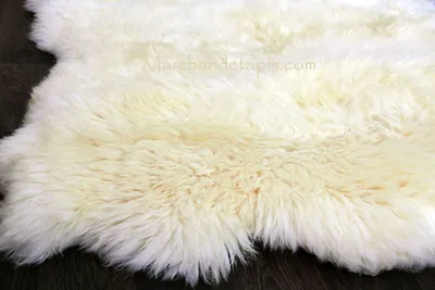 Tapis peau de mouton, 3 peaux, Blanc Naturel Origine UK