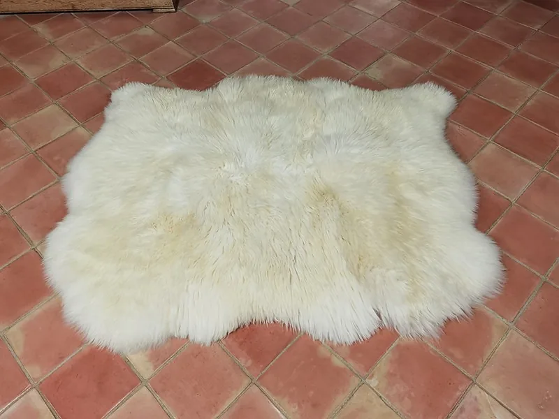Tapis peau de mouton, 3 peaux, Blanc Naturel Origine UK