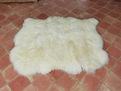 Tapis peau de mouton, 3 peaux, Blanc Naturel Origine UK