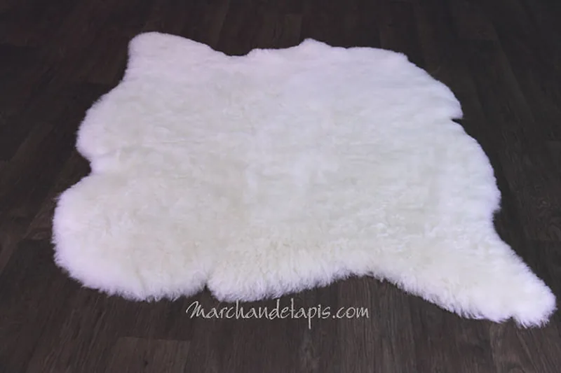 Tapis peau de mouton, 2 peaux, Blanc Naturel - Poils courts