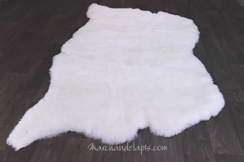 Tapis peau de mouton, 4 peaux, Blanc Naturel - Poils courts