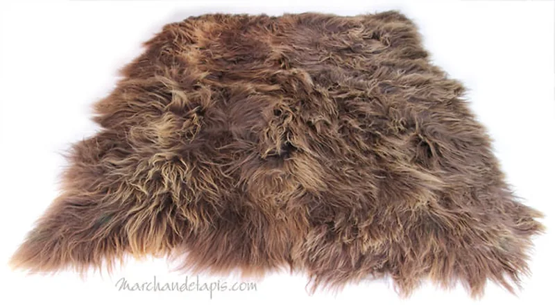 Tapis peau de mouton, 5 peaux, Marron rustique