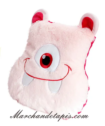 Coussin Peluche Monstre Rose clair - Taille 30cm