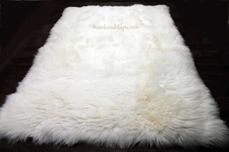 Tapis peau de mouton, 170cmx230cm, Blanc Naturel - UK Rectangle