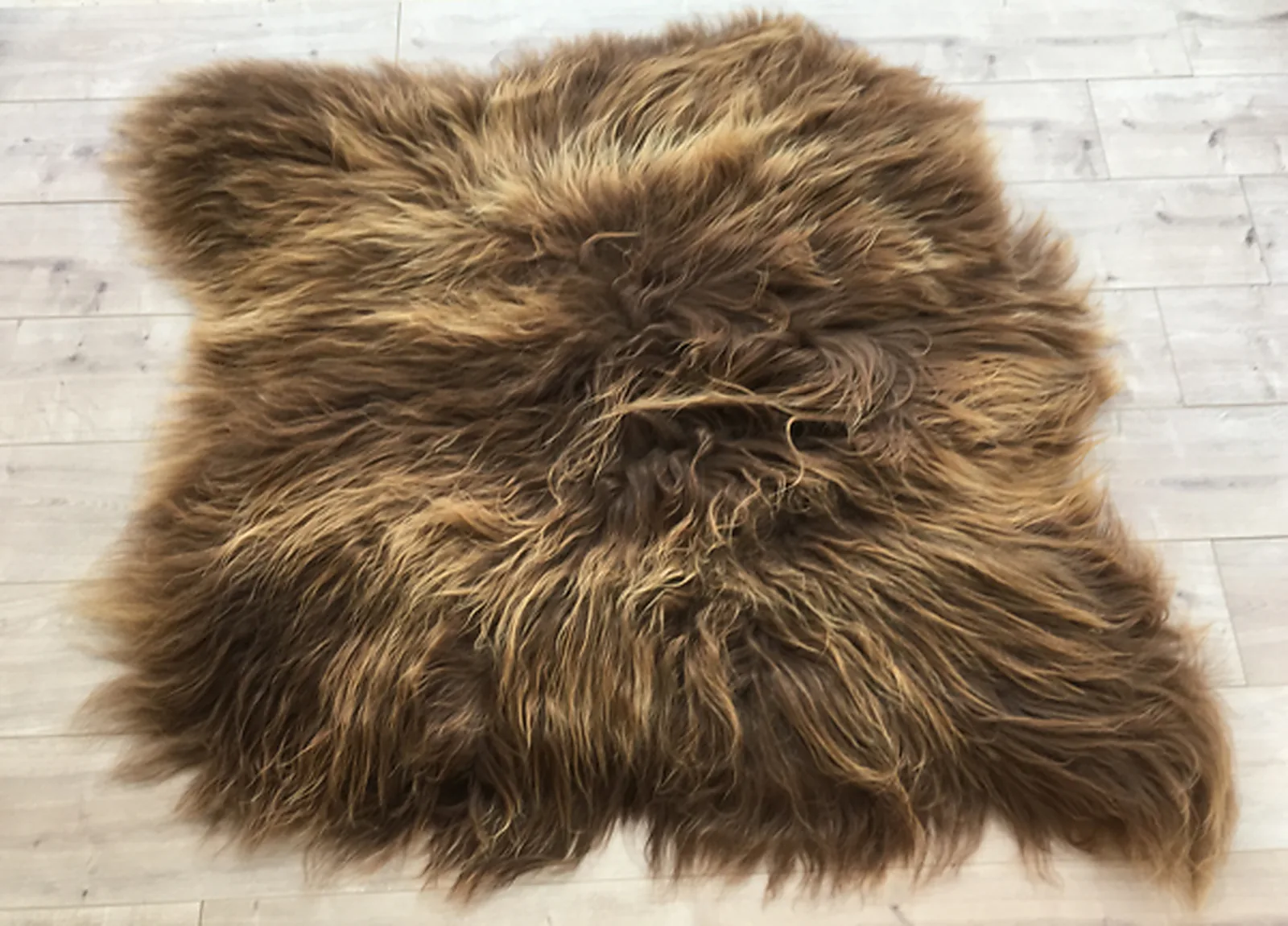 Tapis peau de mouton, 2 peaux, Marron rustique naturel - TPM-IS-2P-MRN-PL