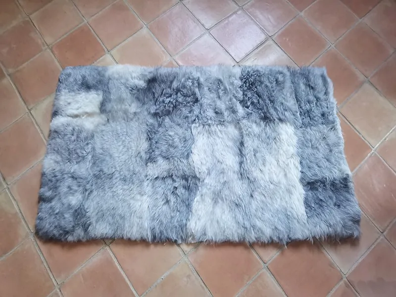 Tapis peau de mouton MixMix Gris naturel 60cmx120cm - 01