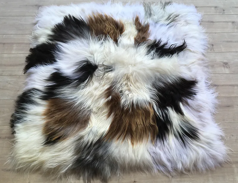 Tapis peau de mouton MixMix Poils longs Mélange 120cm x 120cm