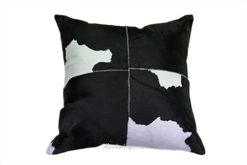 Coussin peau de veau 40x40cm Noir et Blanc
