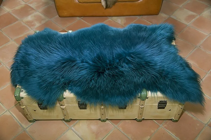 Peau de mouton. Turquoise - 110-120cm