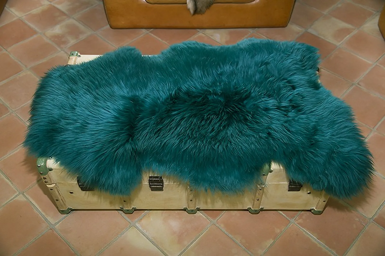 Peau de mouton. Emeraude - 110-120cm