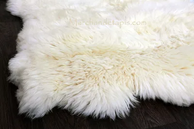 Tapis peau de mouton, 2 peaux, Blanc Naturel Origine UK - 2P2