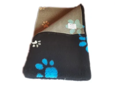 Tapis chien Drybed® antidérapant NOIR + PATTES TURQUOISES ET MAGNOLIA