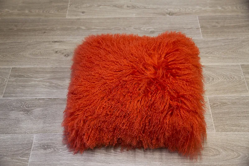 Coussin agneau du Tibet Orange 40cmx40cm