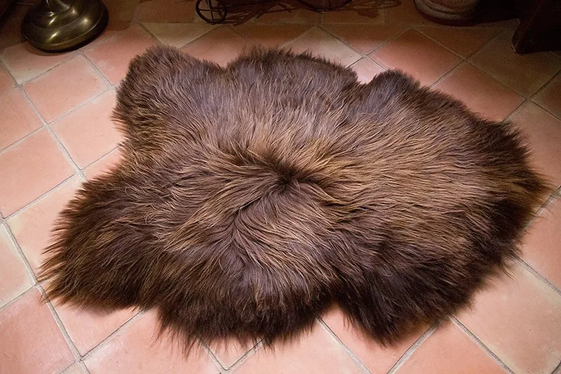 Peau de mouton Islande Poils longs Marron rustique naturel - 100/110cm 25-02