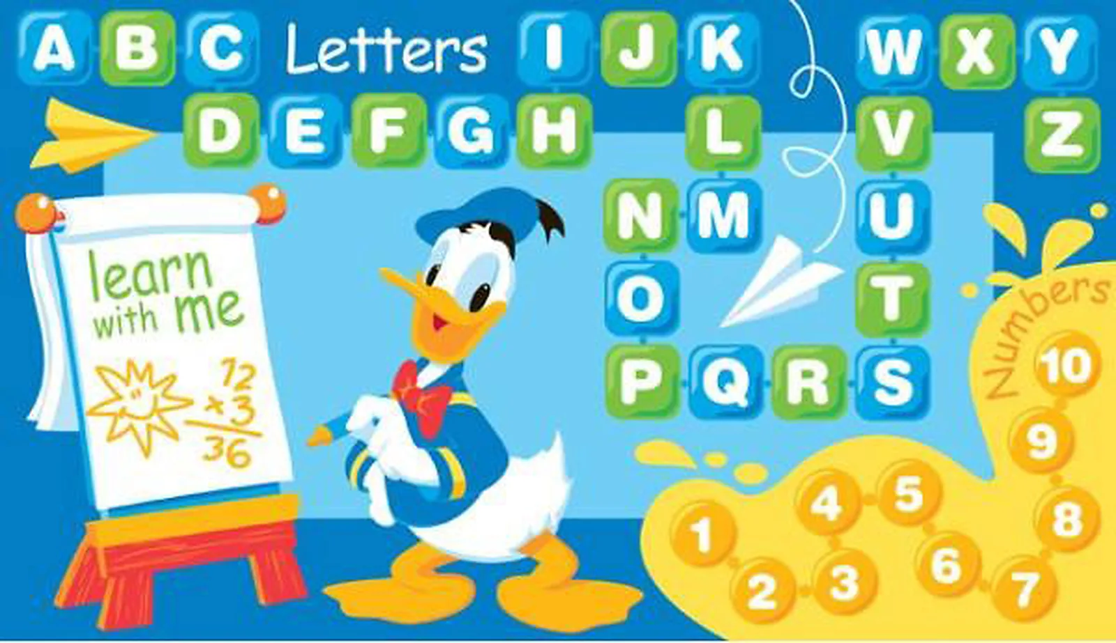 Tapis enfant Disney, apprendre avec Donald, 80x140cm