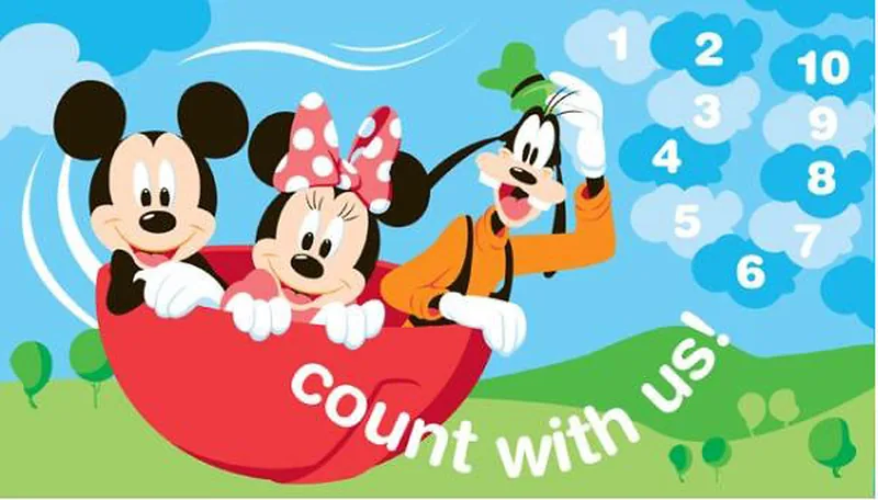 Tapis enfant Disney, Mickey, compter avec nous, 80x140cm