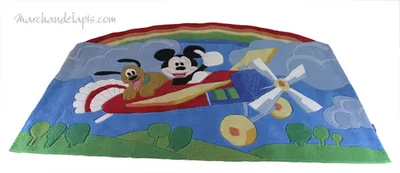 Tapis enfant Disney, Mickey et Pluto en avion, 115x168cm