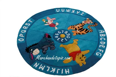 Tapis enfant Disney, Rond, Winnie, Alphabet et chiffres, 150cm