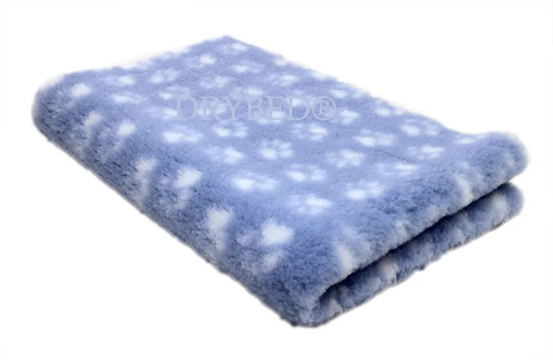 Tapis chien Drybed® antidérapant BLEU CLAIR+ PATTES BLANCHES