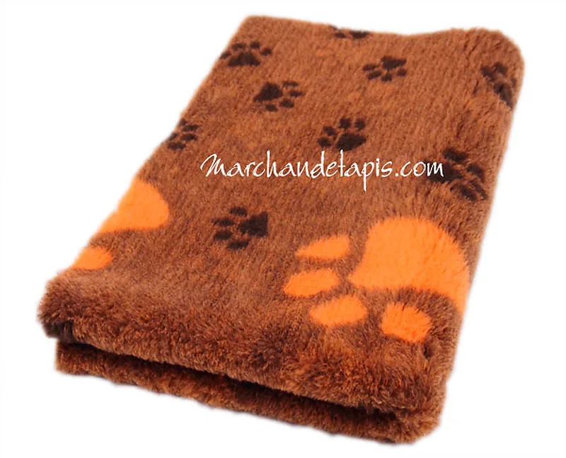 Tapis chien Drybed® antidérapant ORANGE CHOCOLAT GROSSES PATTES