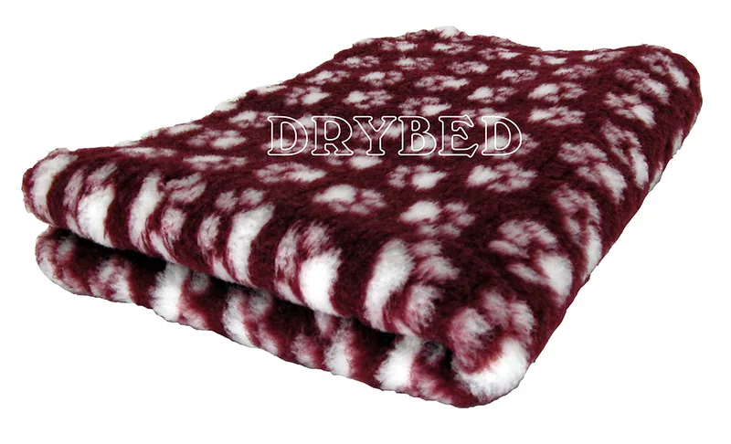 Tapis chien Drybed® antidérapant LIE DE VIN + PATTES BLANCHES