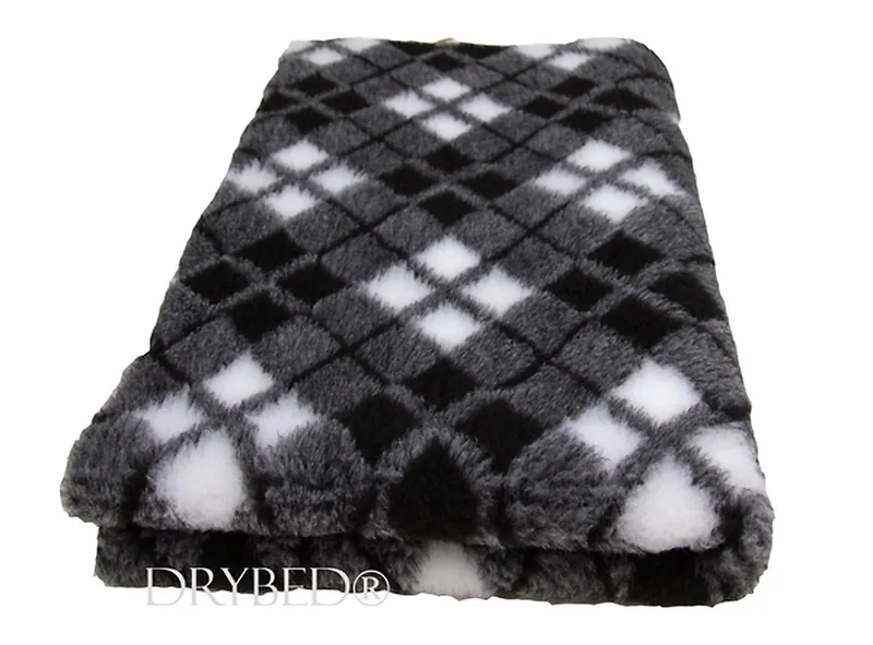 Tapis chien Drybed® antidérapant TARTAN BLANC ET NOIR