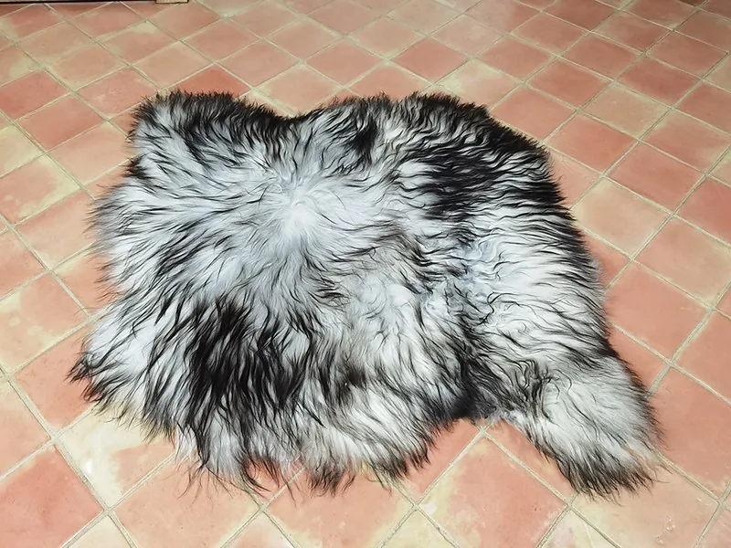 Tapis peau de mouton, 2 peaux, Gris naturel