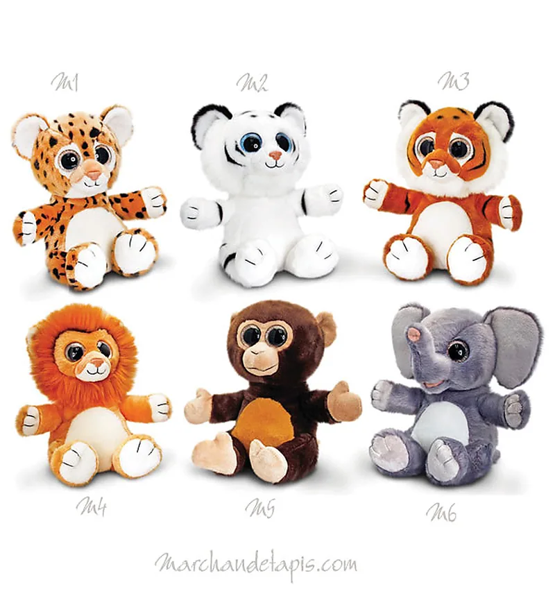 Peluche Animaux sauvages - Yeux paillettes 25cm