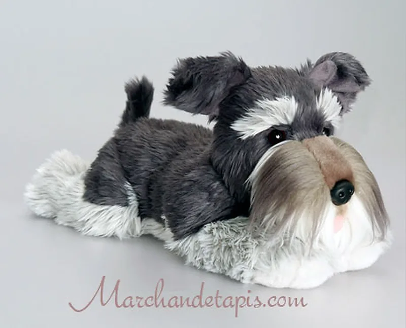 Peluche de chien Schnauzer, taille 35cm