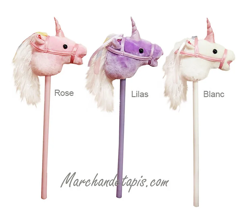 Peluche Licorne Blanc, sonore avec baton
