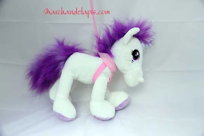 Peluche Licorne Laisse - Taille 30cm Laisse 70cm