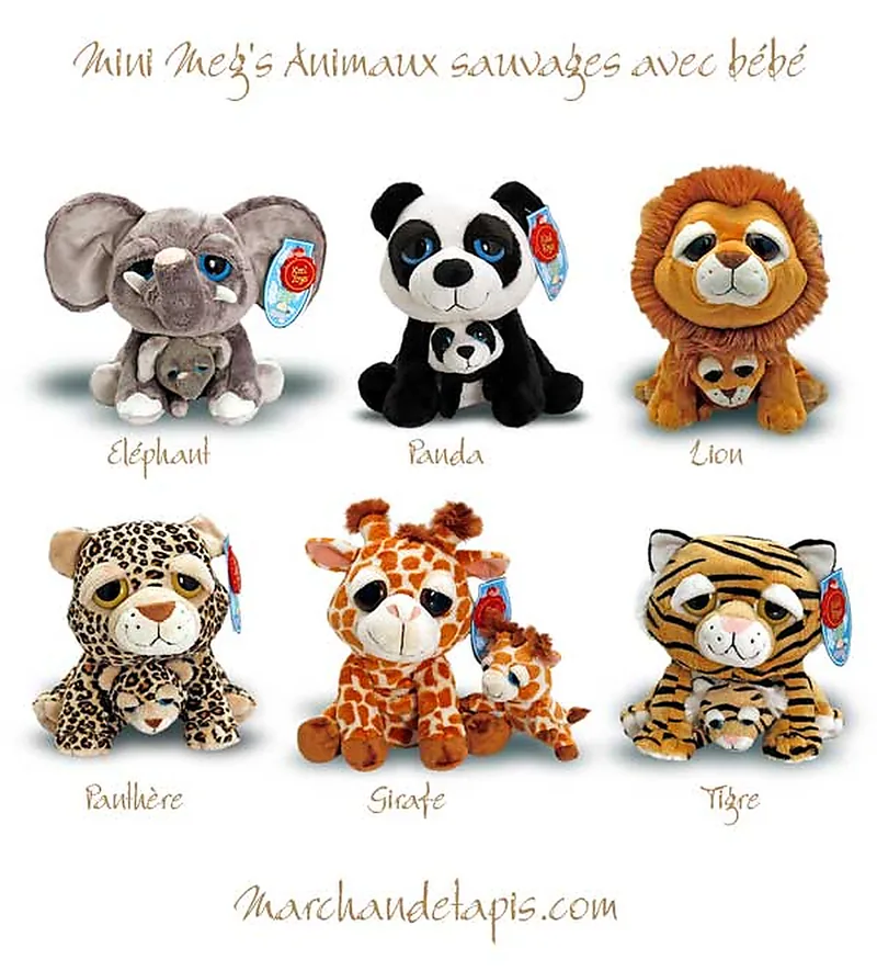 Peluche-Mini Animaux sauvages - Taille 25cm