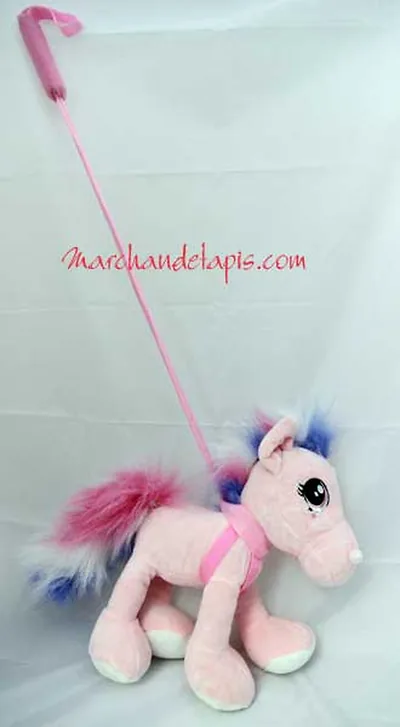 Peluche Poney Laisse - Taille 30cm Laisse 70cm